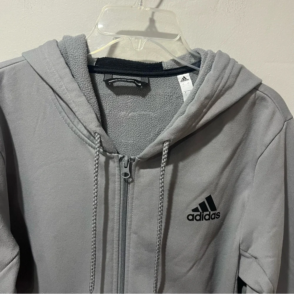 Adidas ClimaWarm Men’s Gray Full Zip Hoodie Jacket Size Large Basketball‎ Club